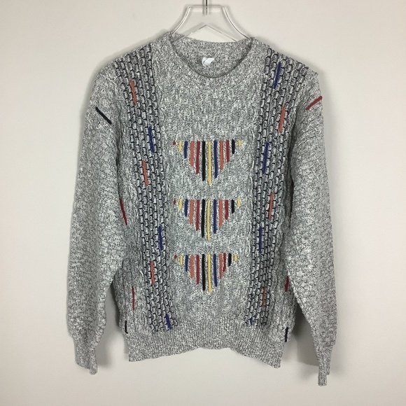 Vintage Men's 80s Marled Knit Sweater Classic - Picture 11 of 13